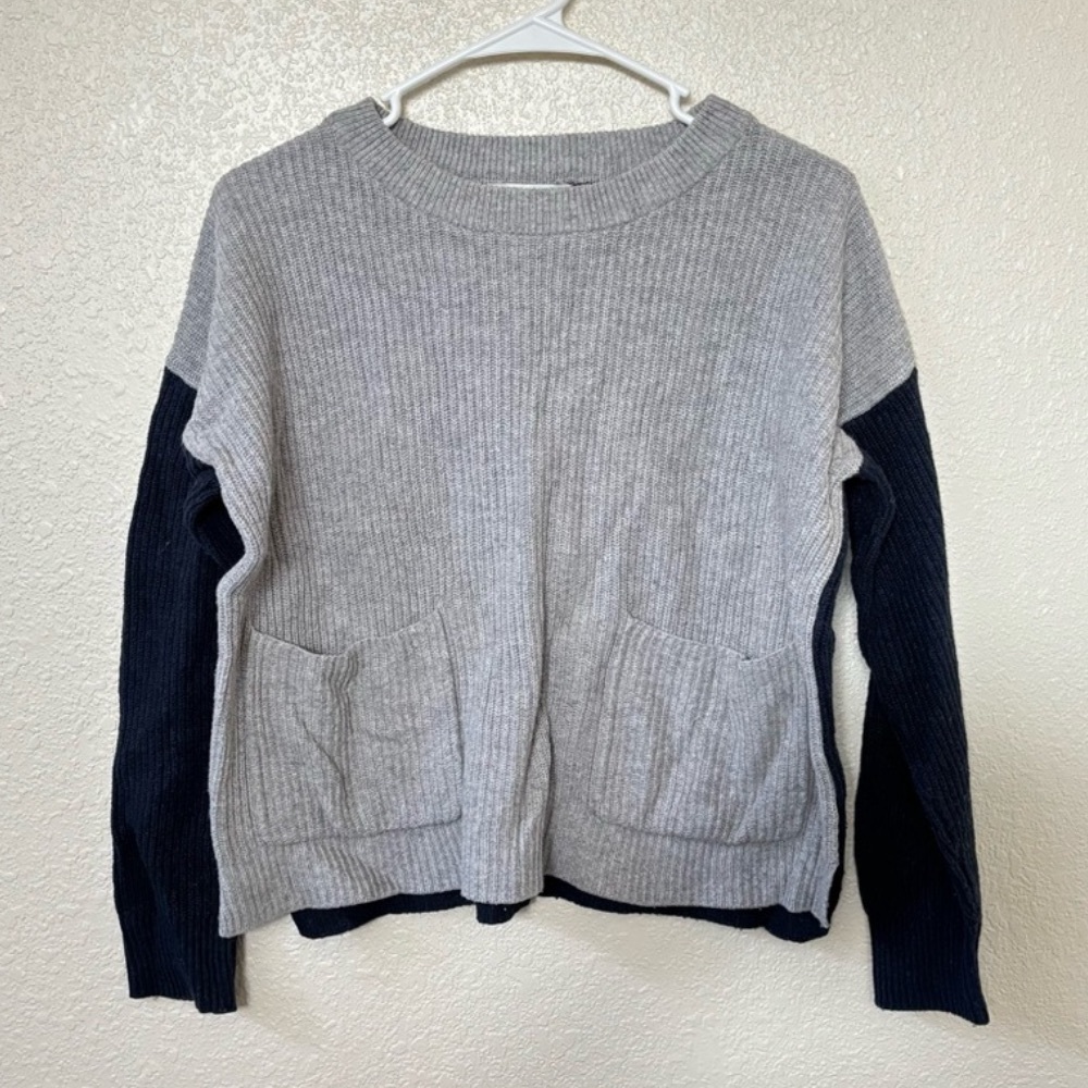 Madewell Navy Blue & Gray Colorblock Drop Shoulder Shoulder Small